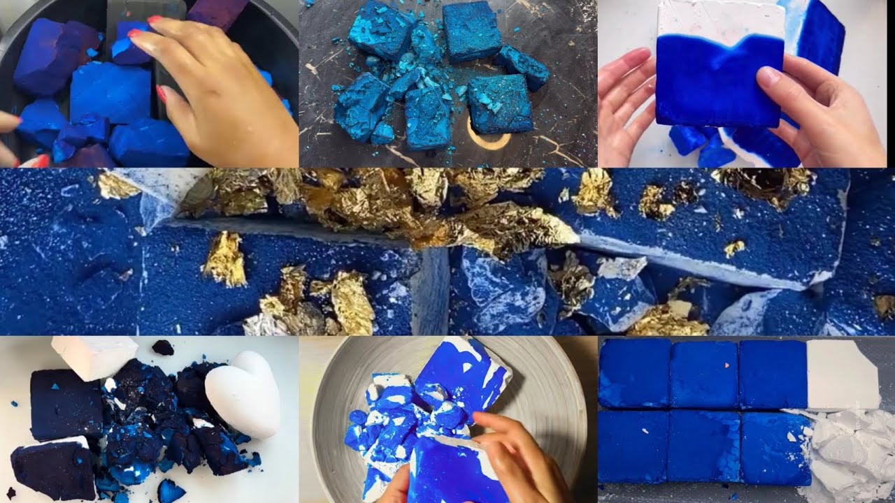 Darkest Blue Compilation  | 💙💙 | #asmr #oddlysatisfying #asmrcommunity #gymchalk #crush #dyedchalk
