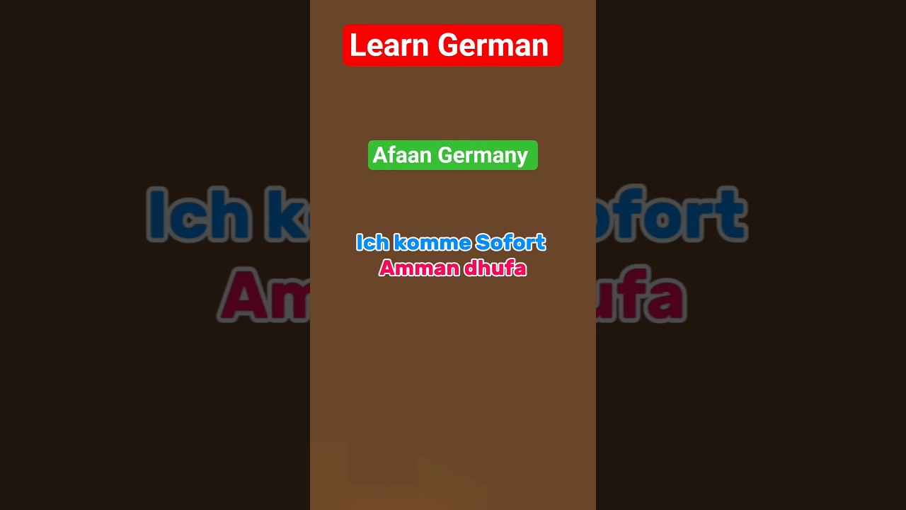 Learn German |Afaan Germany. 