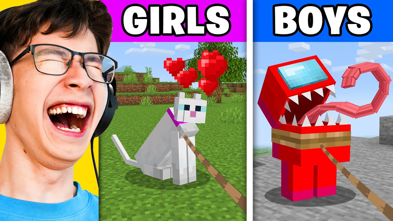 Как МАЛЬЧИКИ против ДЕВОЧЕК играют в Minecraft (смешно)