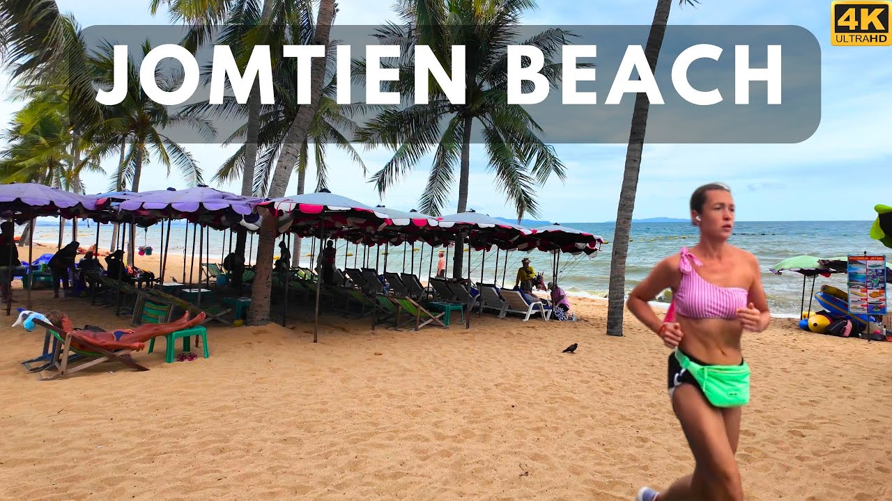 [4K] Walk along Jomtien Beach, Pattaya, Thailand 2024