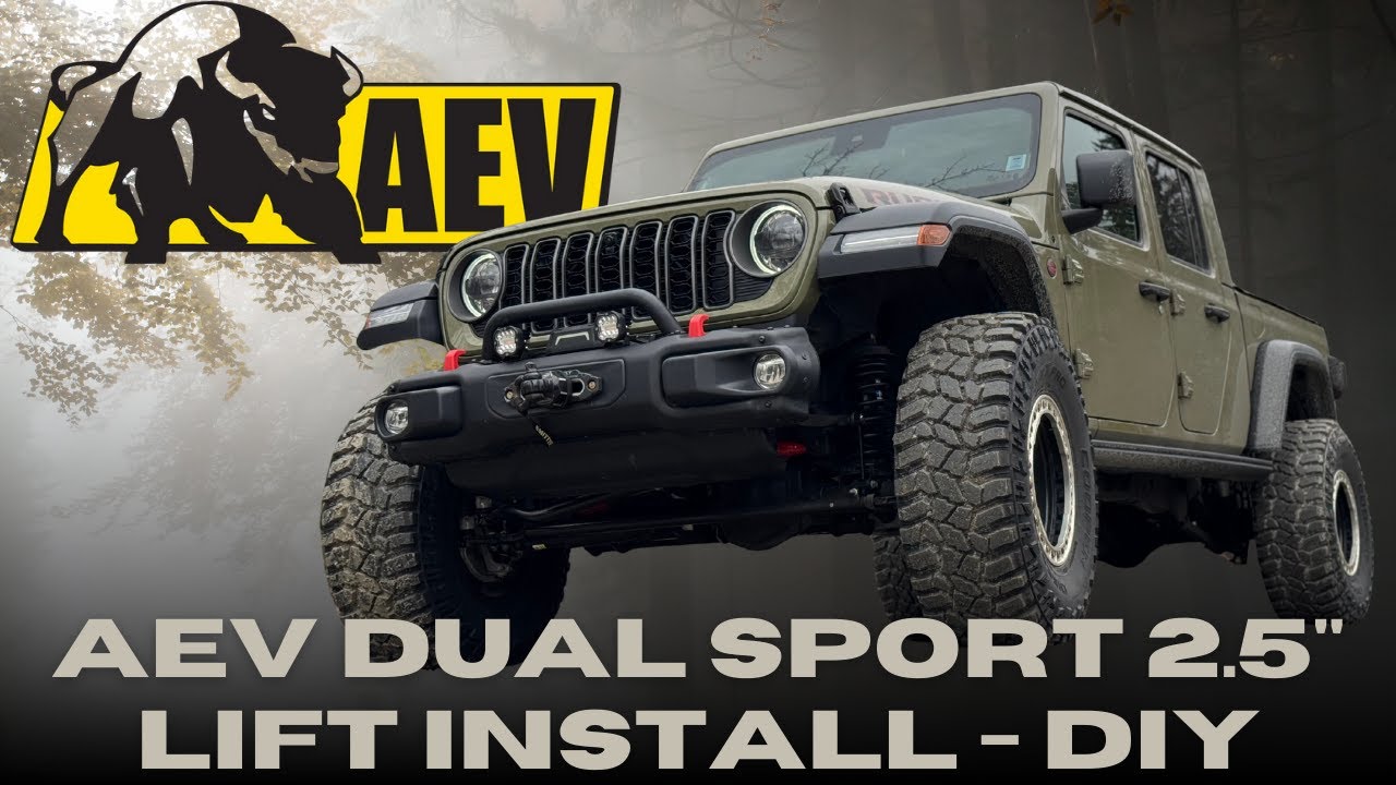 Самостоятельная установка 2,5-дюймового лифта AEV Dual Sport на Jeep Gladiator Rubicon 2025 года.