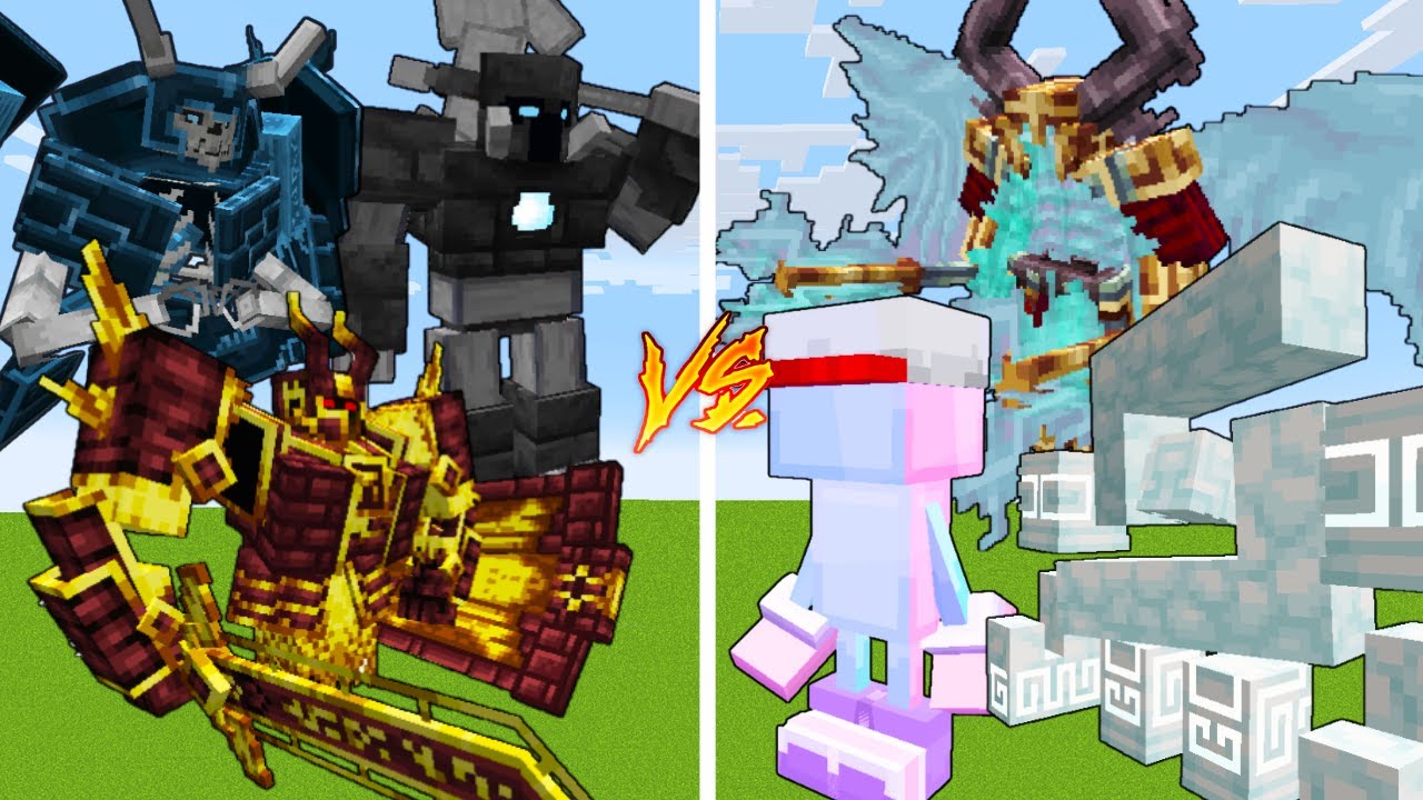 3 Strong Bosses VS 3 Strong Bosses  / Minecraft Mob Battle