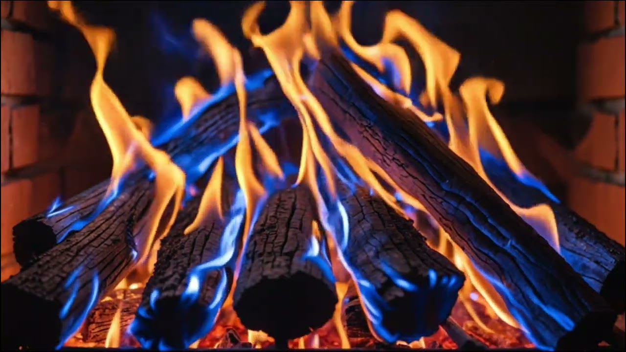 Relax Instantly by the Mesmerizing Blue & Orange Fireplace Flames with Gentle Crackling Fire Sound