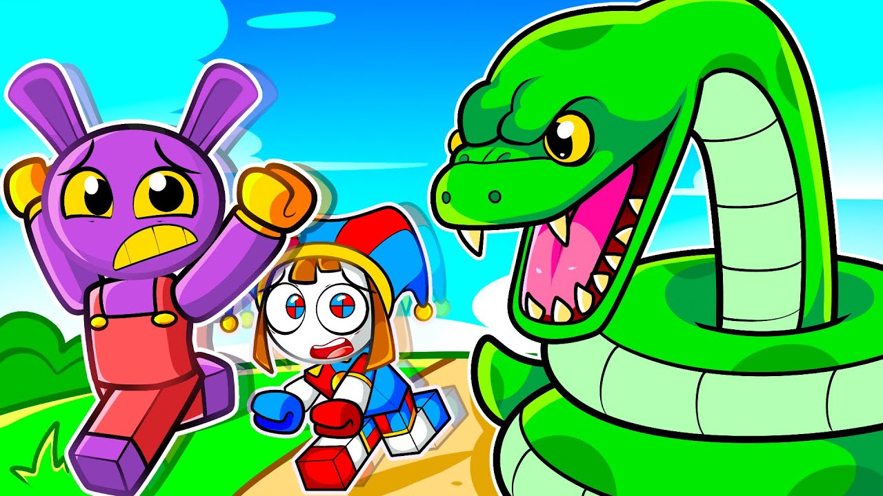 Jax e Pomni ESCAPARAM da COBRA GIGANTE no Roblox