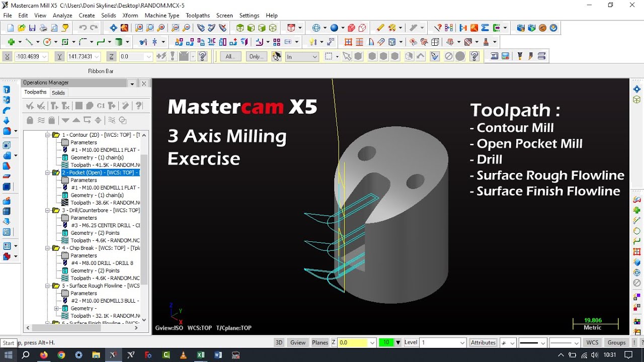 MasterCam X5 || 3 Axis Milling Exercise || Random Object