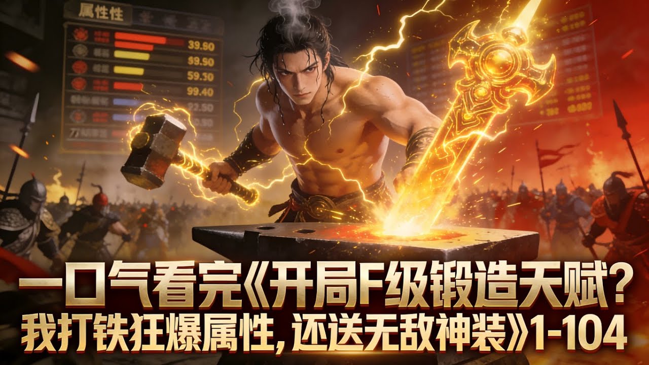 一口气看完《开局F级锻造天赋？我打铁狂爆属性，还送无敌神装》1-104  F级天赋？林风打铁就能变强！别人在战场拼死拼活，他在铁匠铺叮叮当当，属性一路飙升！一朝出世，三锤打爆万族脊梁！#星辰漫客