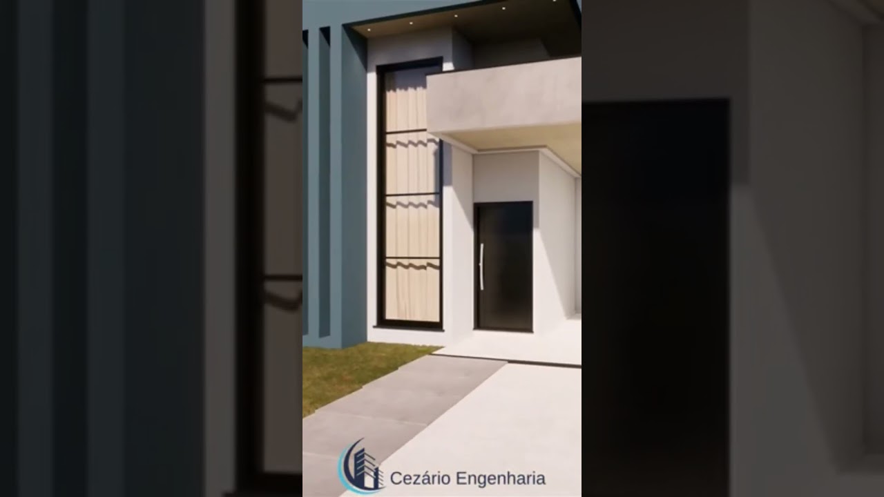 Projeto de Fachada Moderna com P&eacute; Direito Alto #projeto #casas #3d