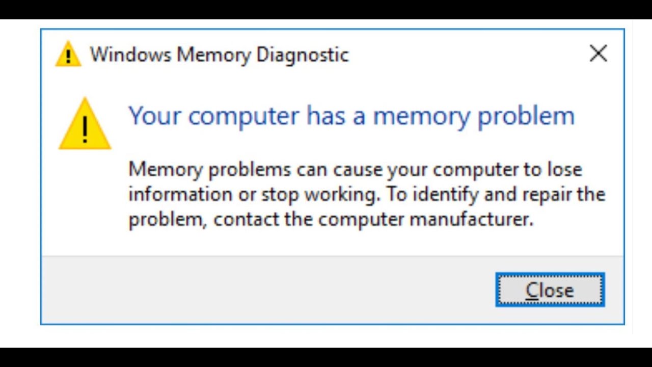 Исправление ошибки «В вашем компьютере проблемы с памятью» на ПК с Windows