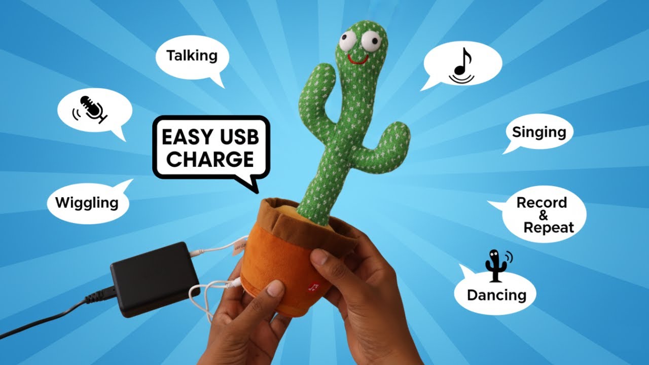 Распаковываем качающийся танцующий кактус с USB-зарядным устройством!