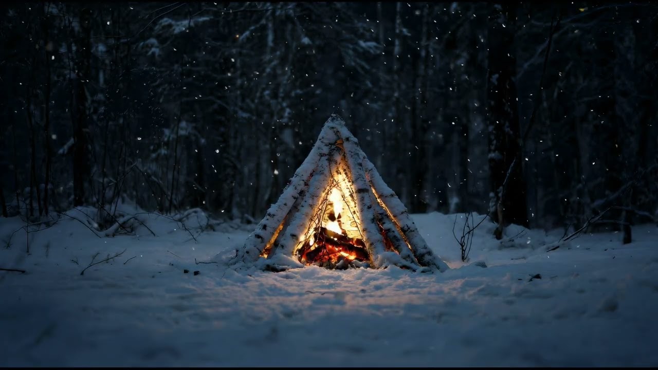 Campfire Sounds for Deep Sleep 🔥 Winter Forest Fire | 10 Hours | No Music