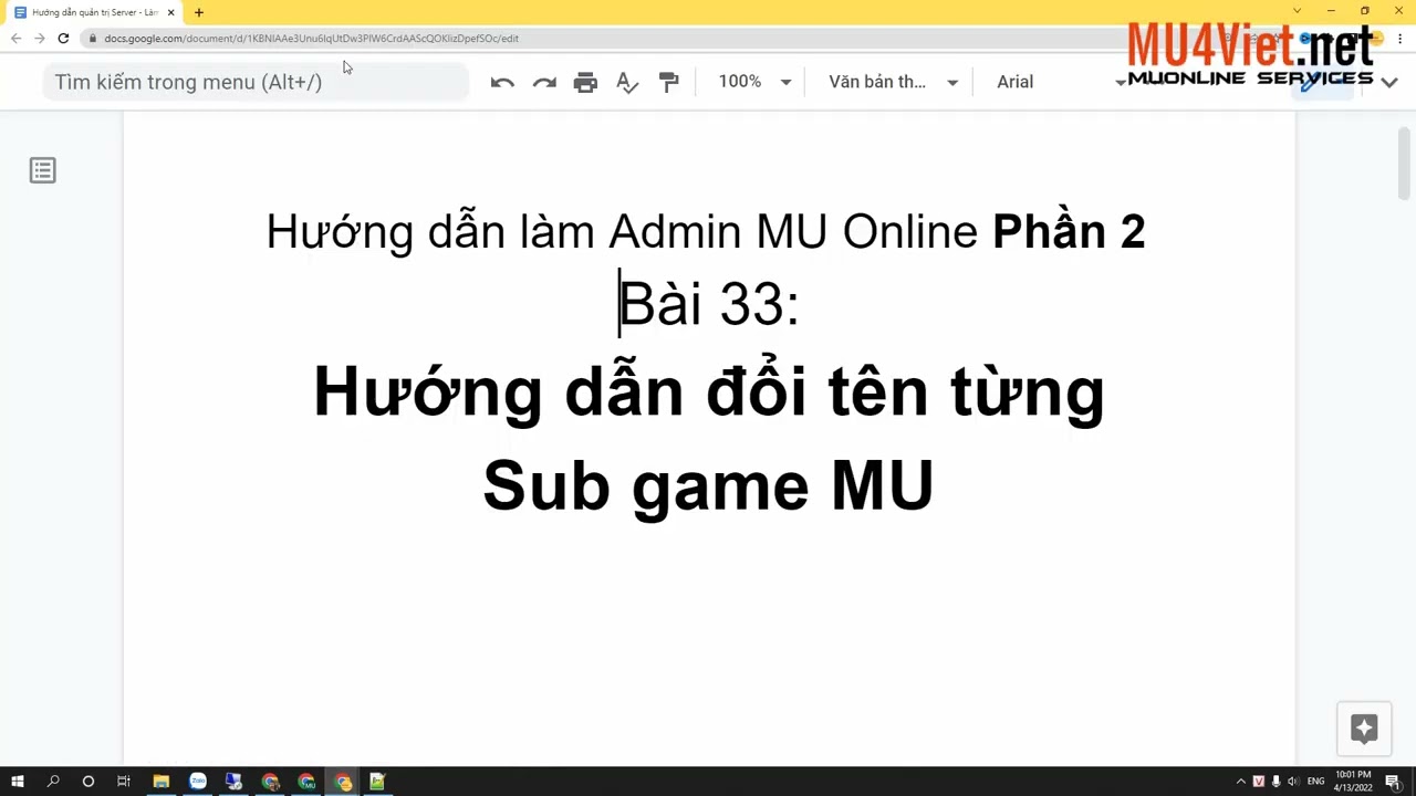Hướng dẫn làm Admin MU Online Phần 2 Bài 33: Hướng dẫn đổi tên từng Sub game MU