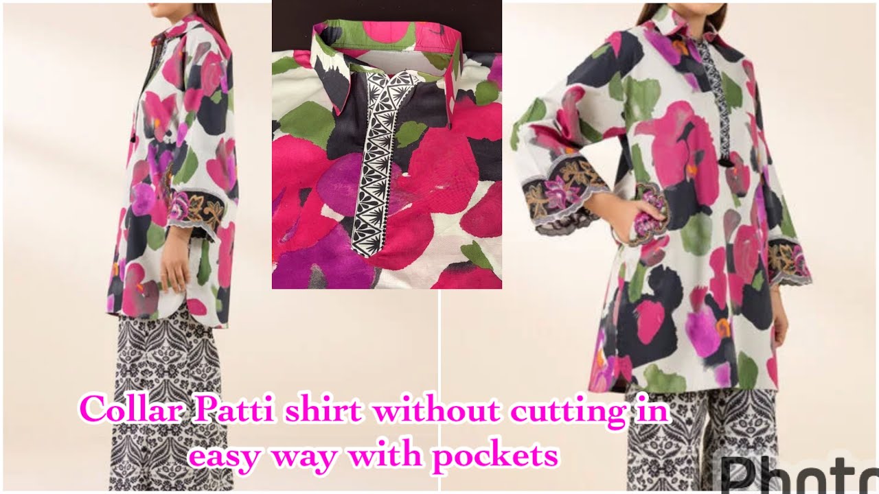 Trendy Collar Patti shirt design with side pockets easy tutorial by H&h craft and design 