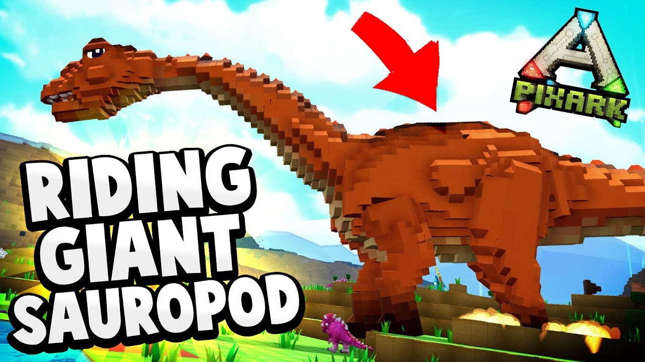 PIXARK: RIDING A GIANT SAUROPOD! NEW Dinosaur Survival! ARK Meets Minecraft (PixARK Gameplay Part 1)