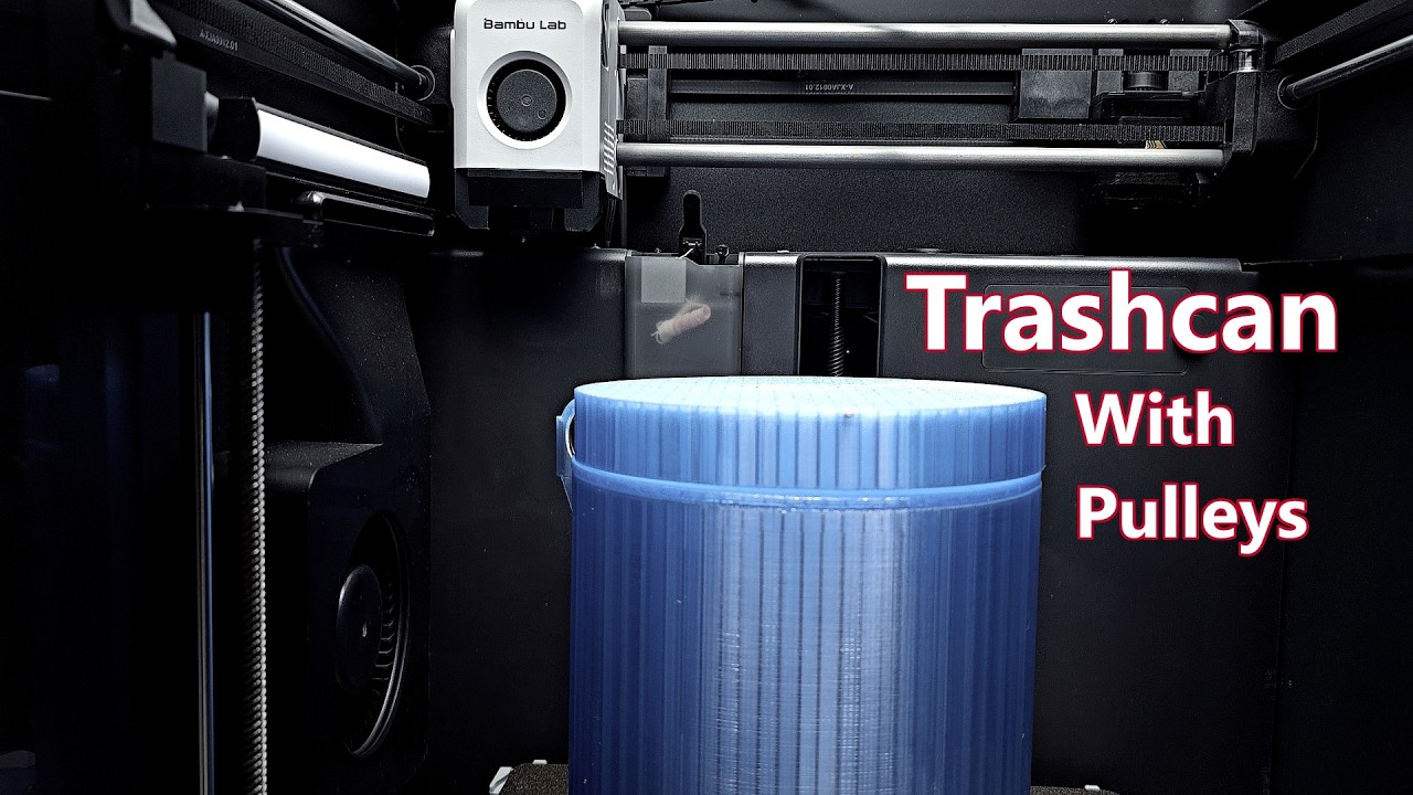 I made a 3dprinted Trashcan with pulleys and a string