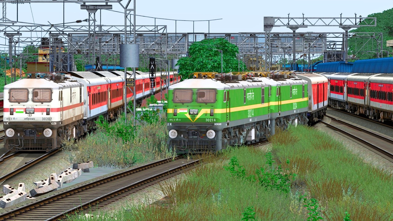 WAG7 RAJDHANI OVERTAKE WAG9 FRIGHT TRAIN | BUMPY RAILROAD | Train Simulator | Railwork | NTG GAMING
