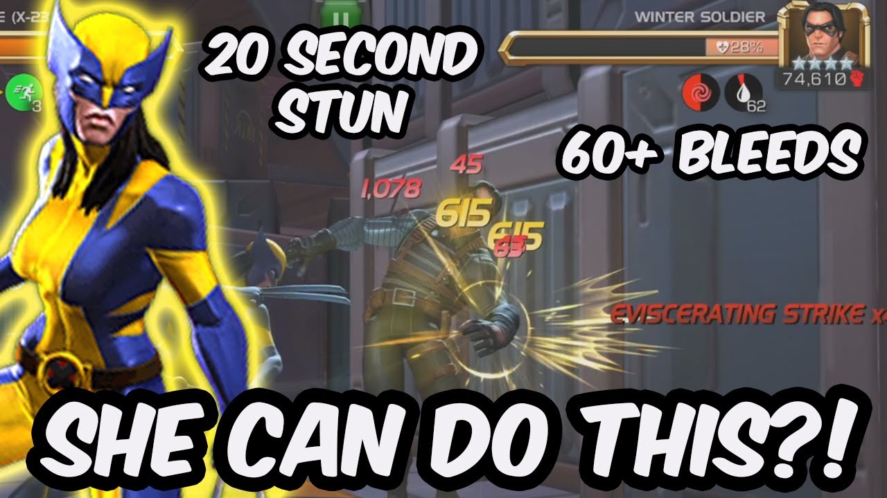 BUFFED WOLVERINE X23 CAN DO THIS?!?! 20 SECOND STUN AND 60+ BLEED LOCK - Marvel Contest of Champions