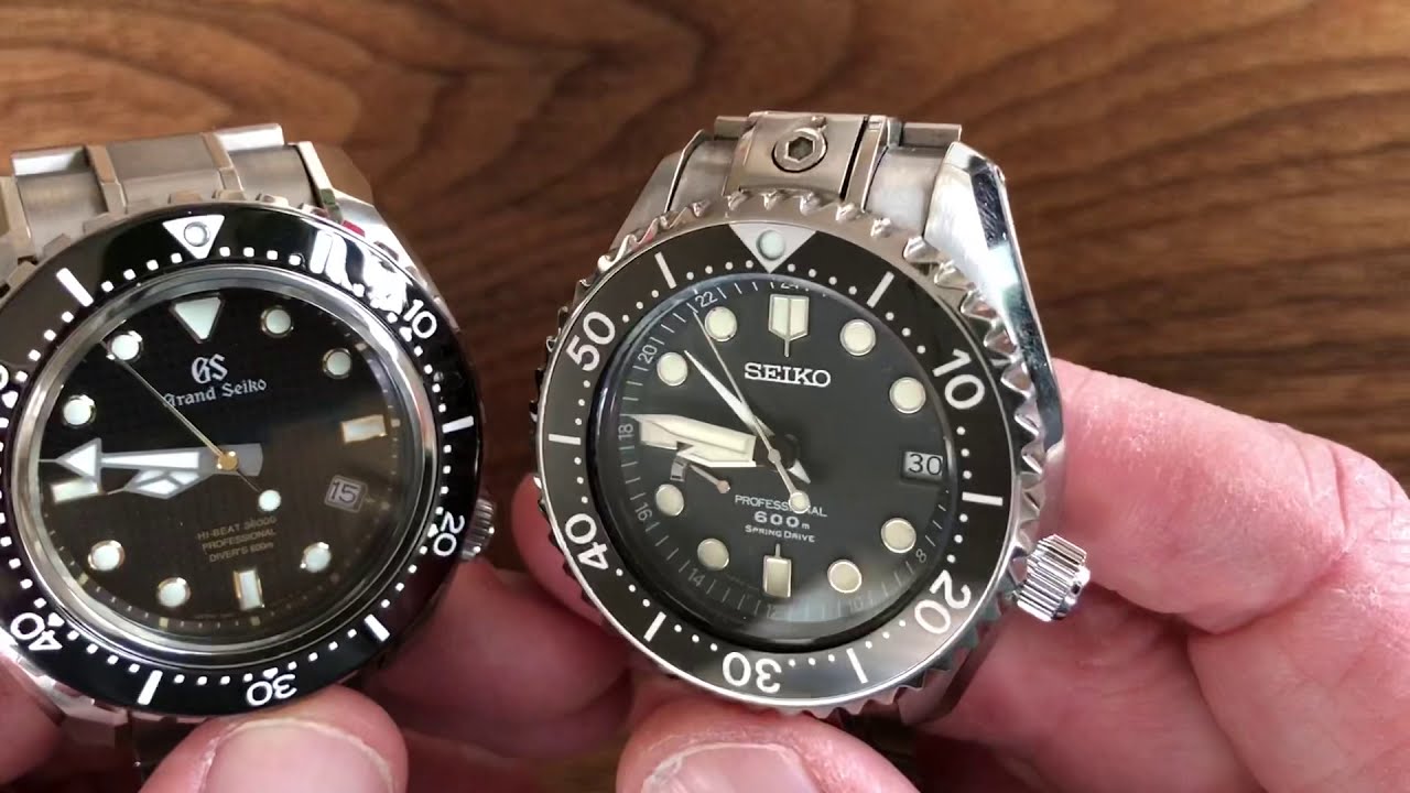 Comparing Grand Seiko SBGH255 Pro diver 600m hiBeat vs. Seiko MM600 GMT diver Spring drive SBDB001