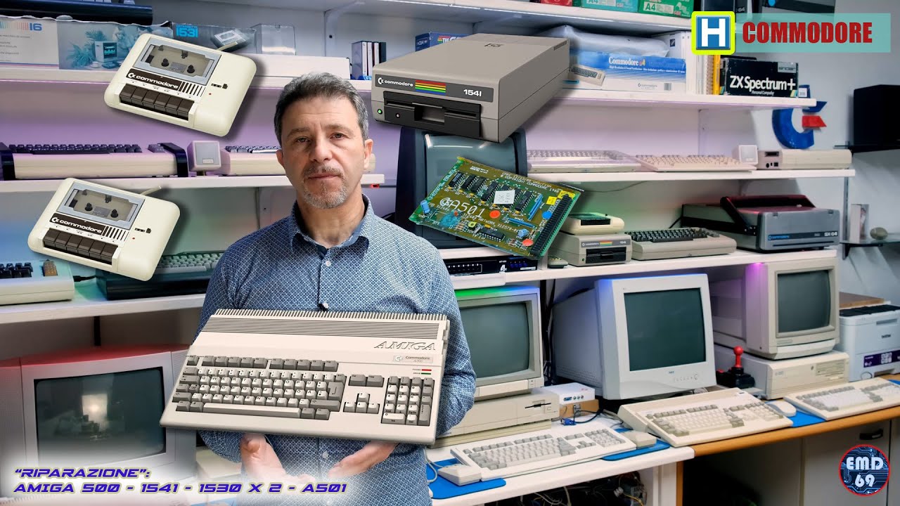 Riportiamo in vita un Amiga 500, una espansione A501, un floppy drive 1541 e un datassette 1530