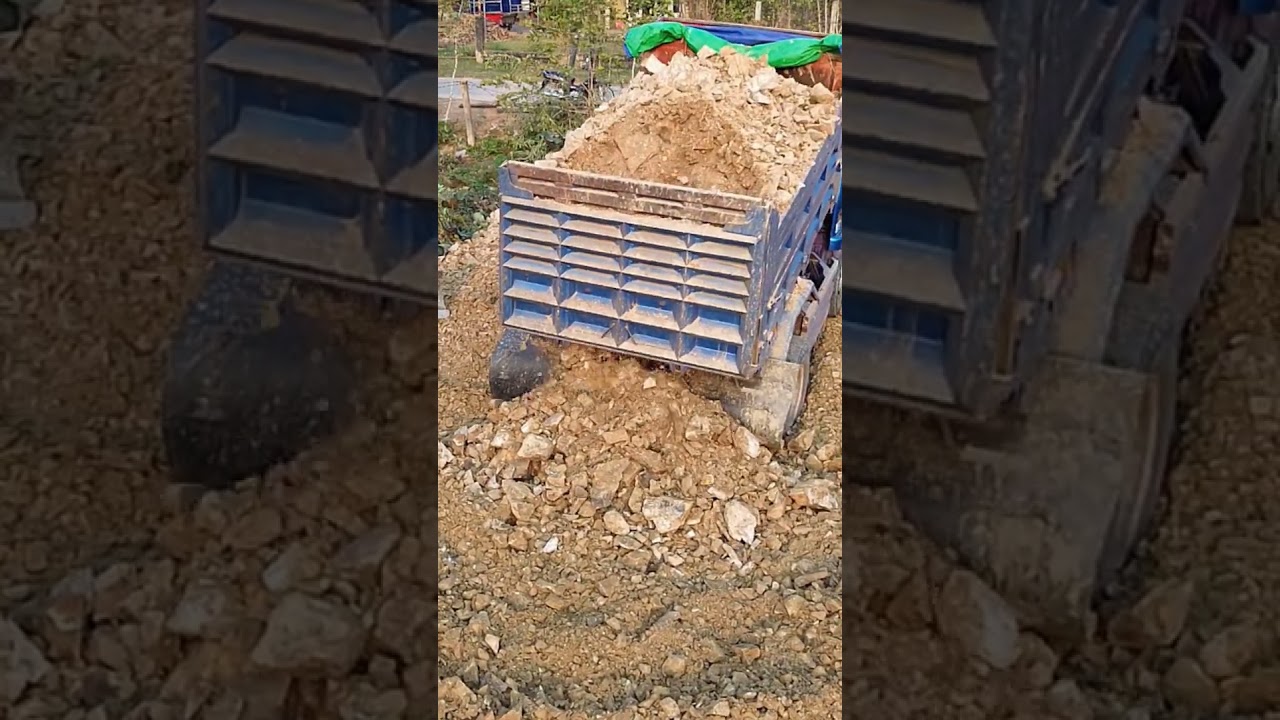 5TN Dump Truck Unloading Stone Land #Delete The Pond #shorts3138