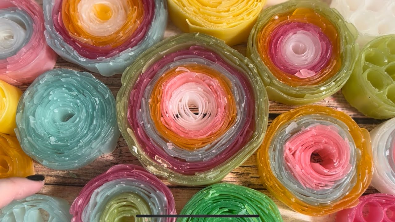 ASMR soap crushing 💜💗💚🧡 Glycerin soap roses and cube cutting! Perfectly crunchy glycerin soap