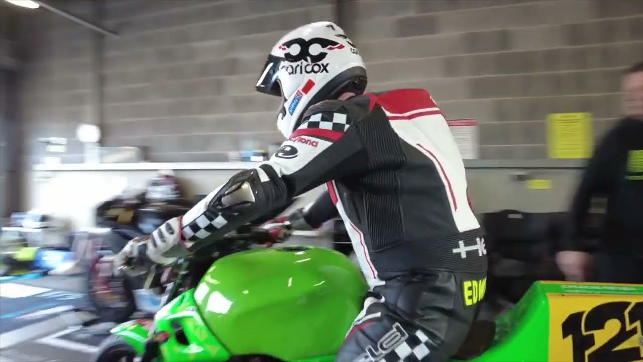 Honda CB500 racing crash track action Donington Mike Spike Edwards onboard vid motorcycle race event