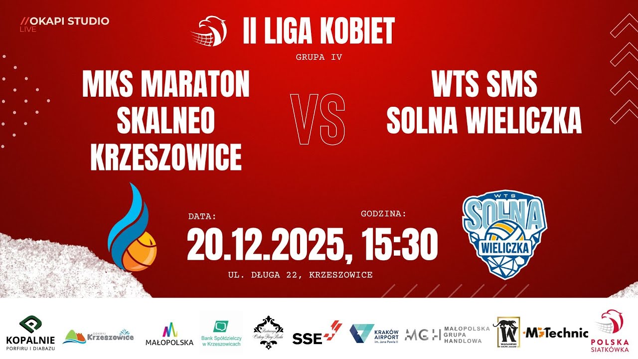 MKS Maraton Skalneo Krzeszowice 🆚 WTS SMS Solna Wieliczka -2 Liga Siatkówki kobiet