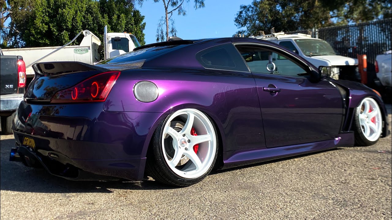 G37 gets Crazy Transformation! Airlift suspension install & color change!