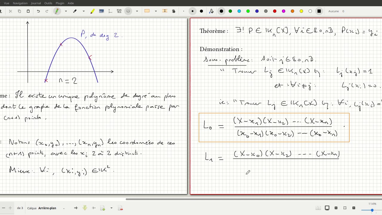 Chapitre XVI : partie 5, interpolation de Lagrange.