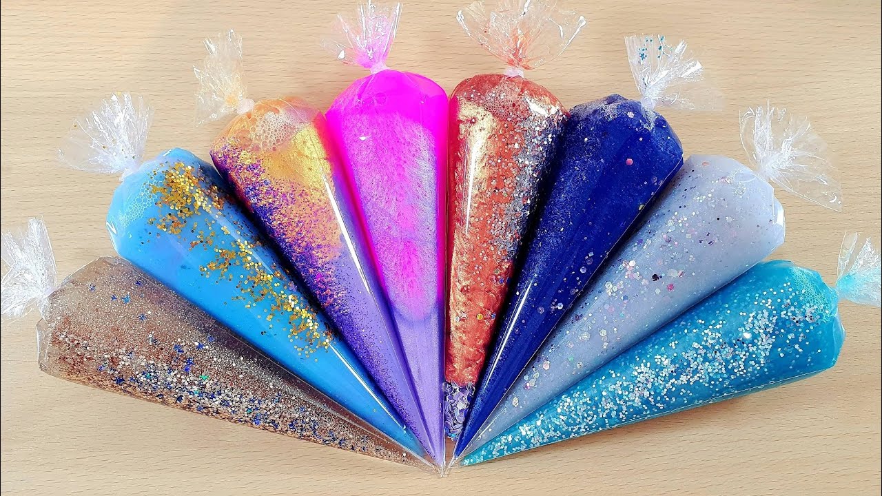 Making Purple Galaxy Slime With Piping Bags And Glitter | Satisfying Slime Video ASMR