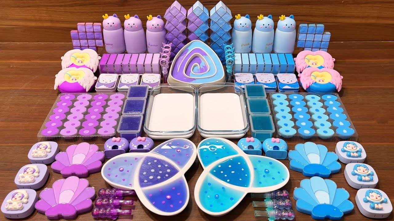 Slime mixing satisfying sounds. Purple or Blue Glossy Mix? #1082