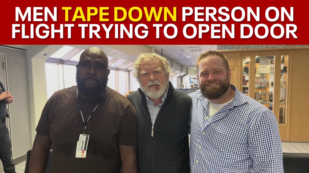 Good Samaritans duct tape manic passenger trying to open door on flight