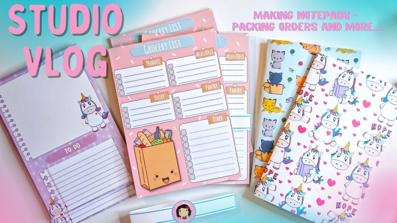 Studio Vlog 014  Making Notepads-Freebie Stickers and Packing Orders