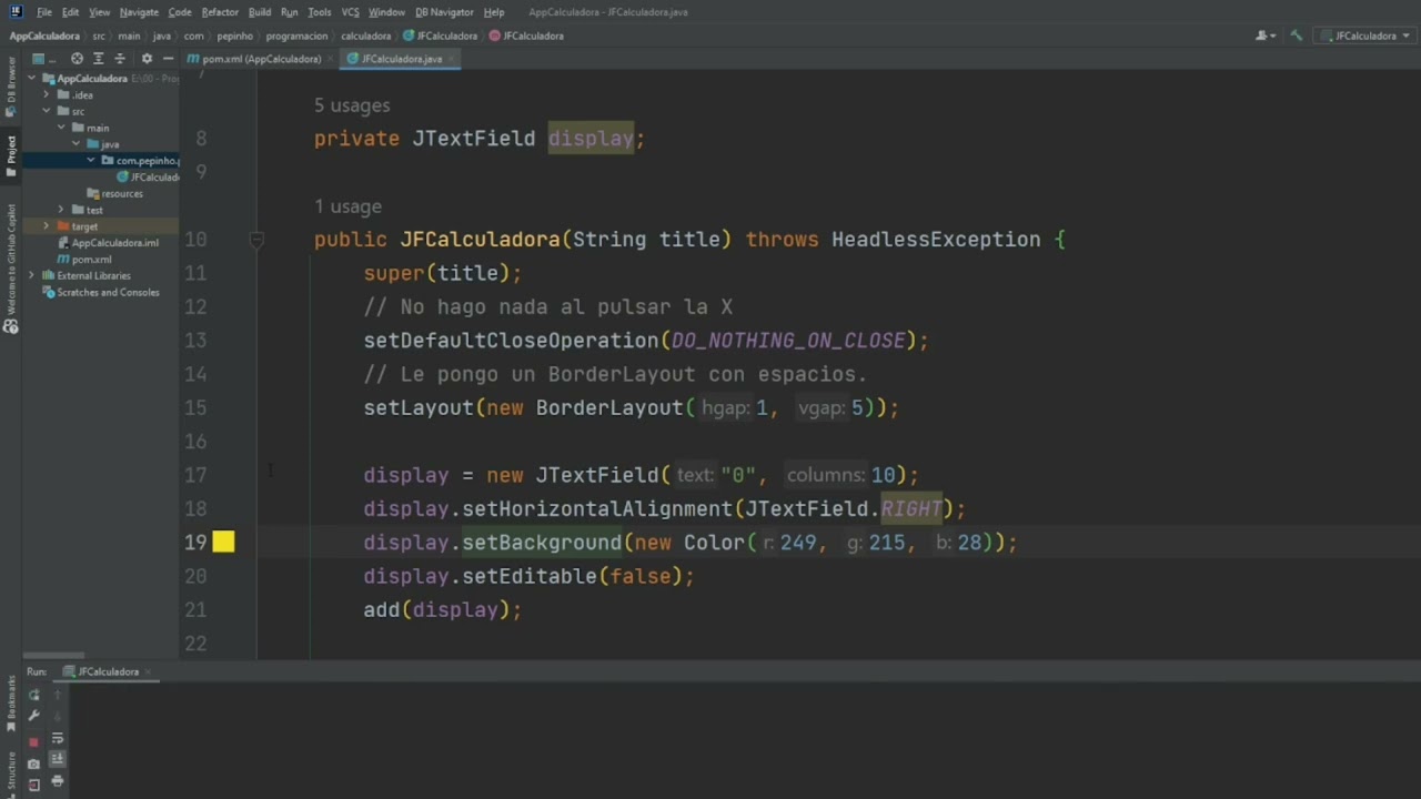 Calculadora en swing (diseño interface)