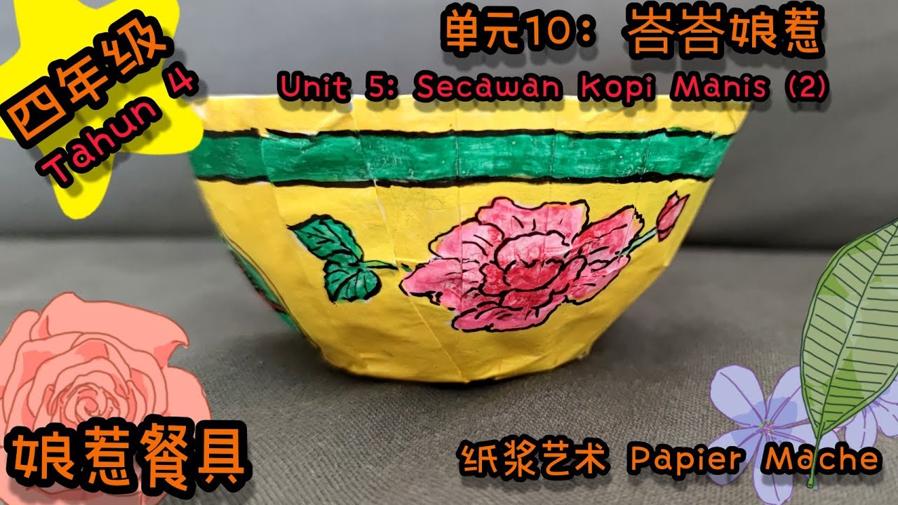 美术四年级单元十SJKC Tahun 4 Unit 10：峇峇娘惹餐具-纸浆艺术 Papier Mache PSV SK Tahun 4 Unit 5 Secawan Kopi Manis (2)