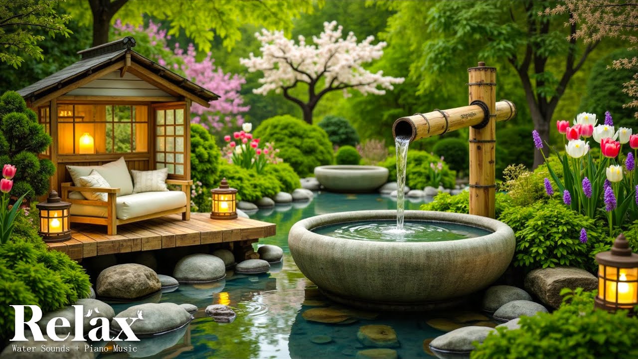 Исцеление разума 🌿 Звуки бамбуковой воды и расслабляющая музыка, снятие тревоги