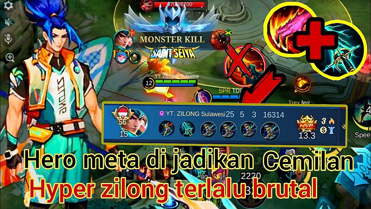 Zilong hyper -25 kill //Hero Meta Cuman Jadi Cemilan// kombo build dan Emblem zilong Sulawesi #mlbb 