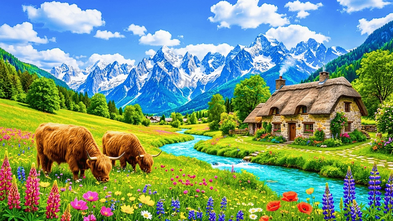 Peaceful Stream & Piano 🌿 Beautiful Nature Views for Meditation, Relaxation and Inner Calm