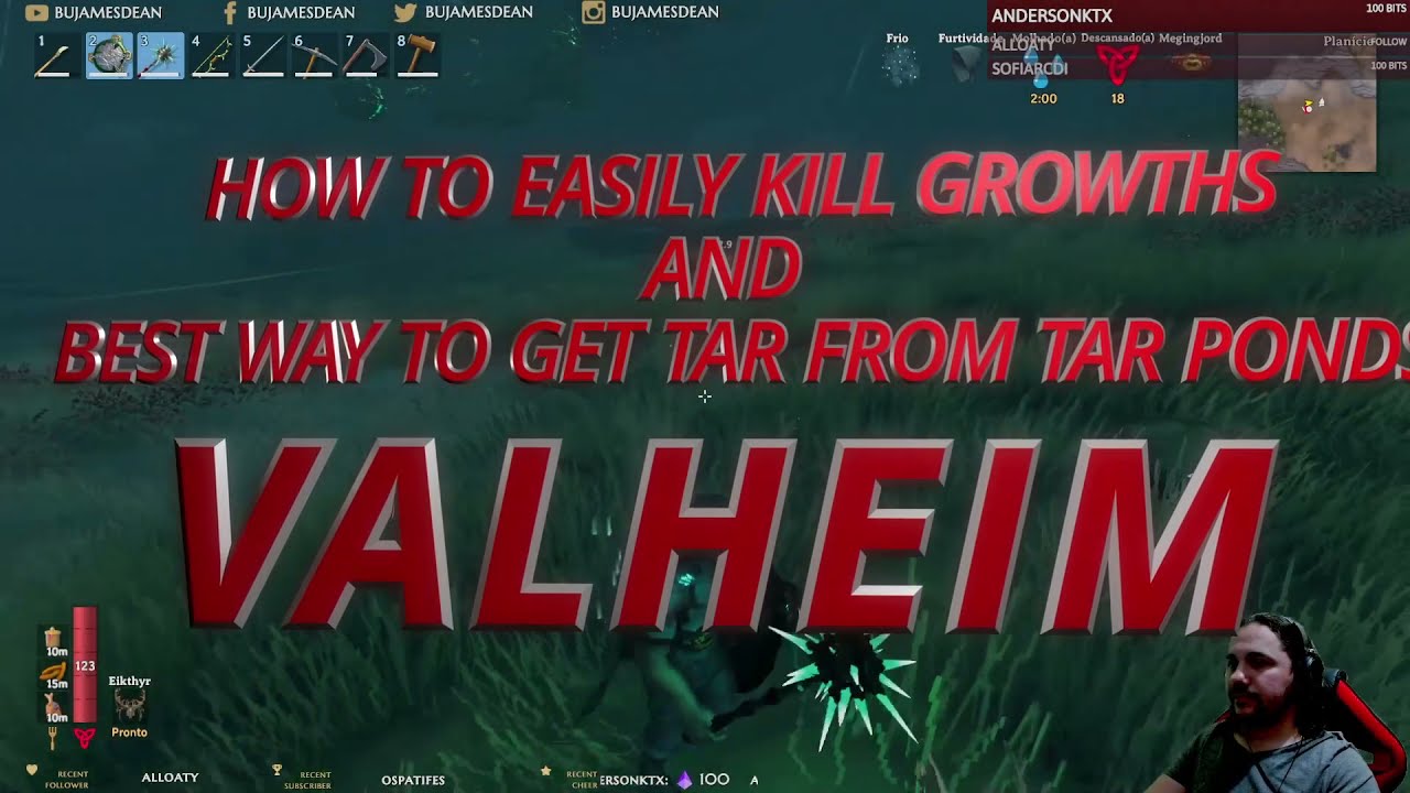 Valheim - HOW TO EASILY KILL GROWTHS AND BEST WAY TO GET TAR!(VERY EASY) - BUJAMESDEAN
