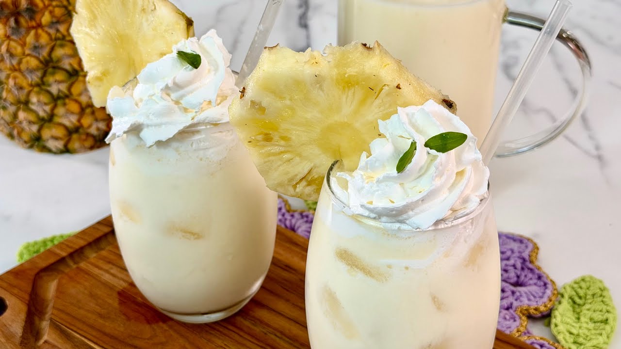 Refresco de Verão Perfeito! Piña Colada Cremosa de Abacaxi com Coco
