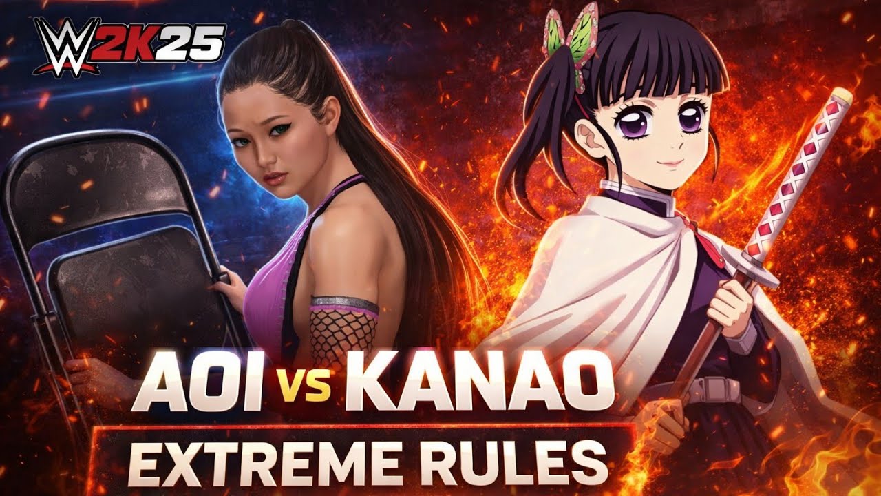 WWE 2K25 Aoi vs Kanao Tsuyuri – Extreme Rules Match 😱 | Anime Fight