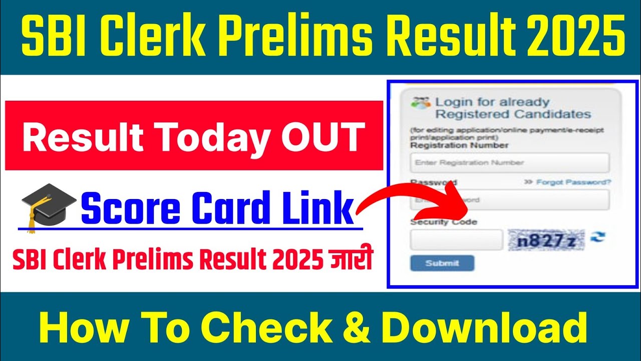 खुशखबरी 📚 SBI Clerk Result 2025 OUT🎓 SBI Clerk Prelims Result 2025 Kaise Dheke ? How To Check 