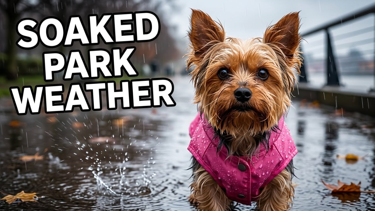 Yorkie Lucy It's Crazy To Be In The Park In This Weather ☁️