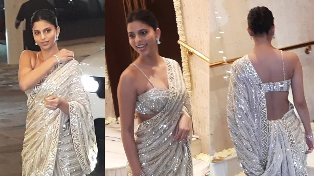 Shahrukh Khan Daughter Suhana Khan Look Absolutely Gorgeous in Backless Saree at Manish Diwali Party