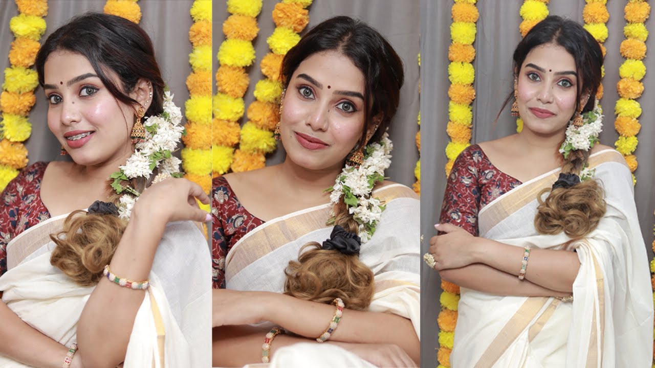 🌺Set saree യിൽ സുന്ദരിആകാം🥻🌾ഓണമായി ഒരുങ്ങുവാൻ നേരം ആയി 🌸✨️5 💄 Onam Makeup look 2022 🌺