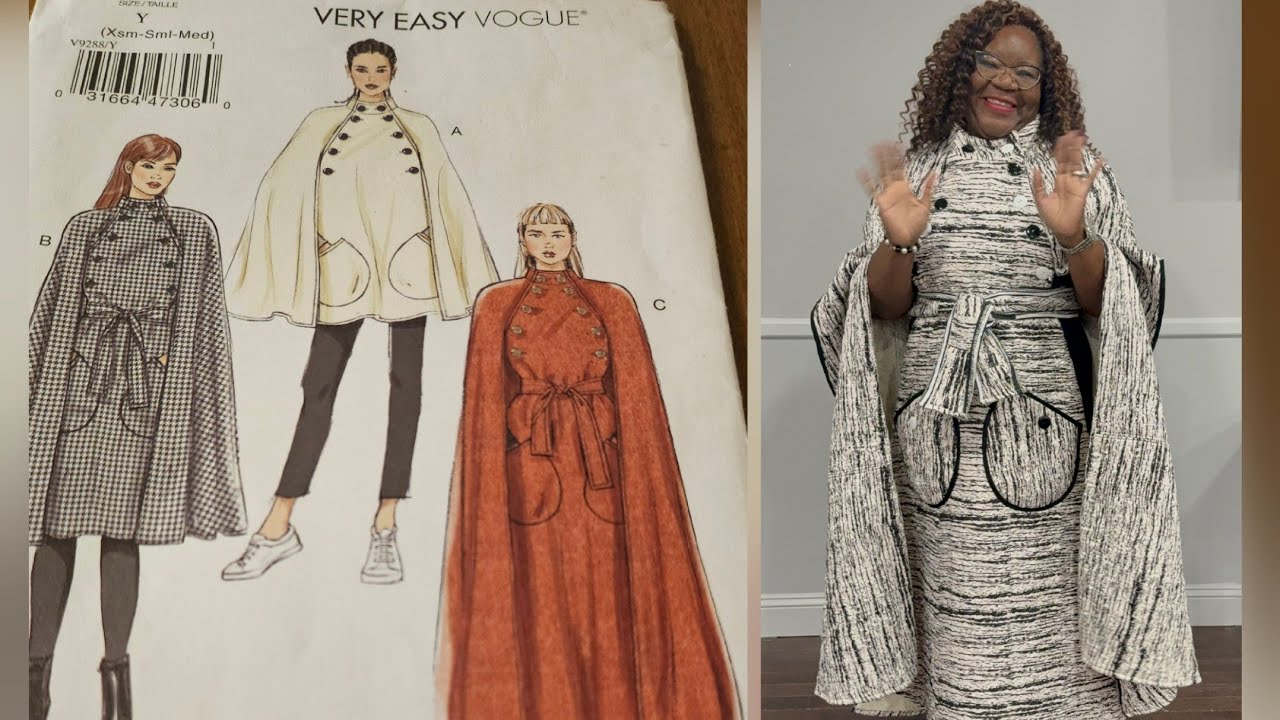 The infamous Vogue 9288 cape is finished!  From a quilted comforter to a magnificent cape