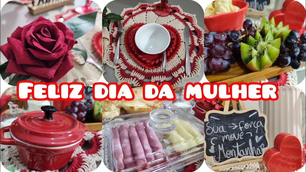 MESA POSTA VERMELHA PRA O DIA DAS MULHERES, CAFÉ DA TARDE!
