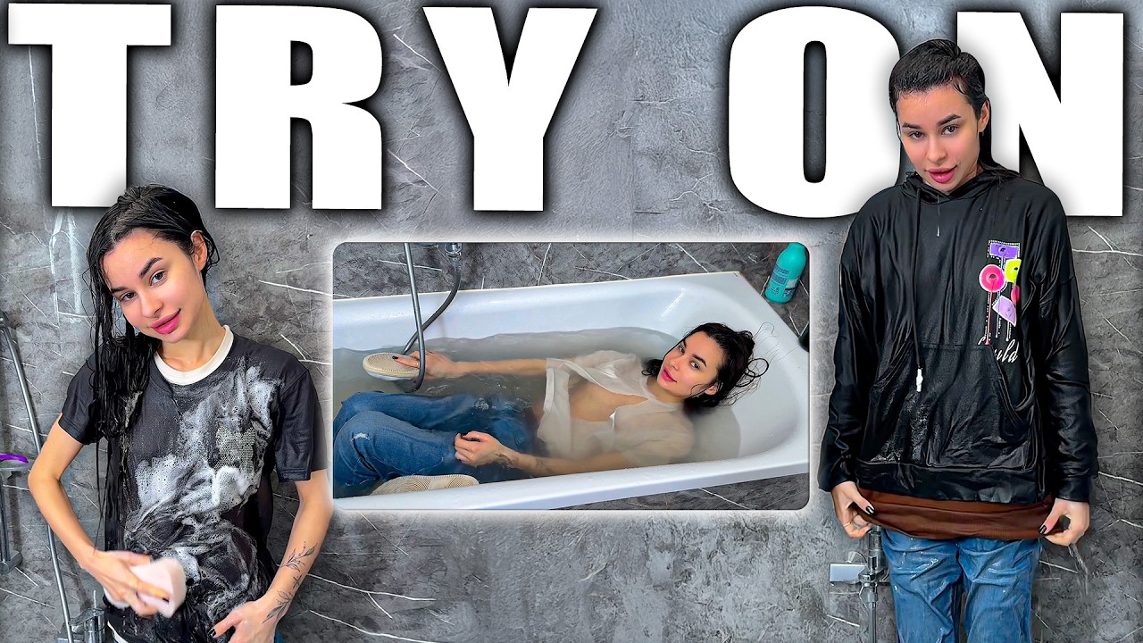 Wetlook Experiment Fully Clothed Shower with Jeans and Hoodie Layers