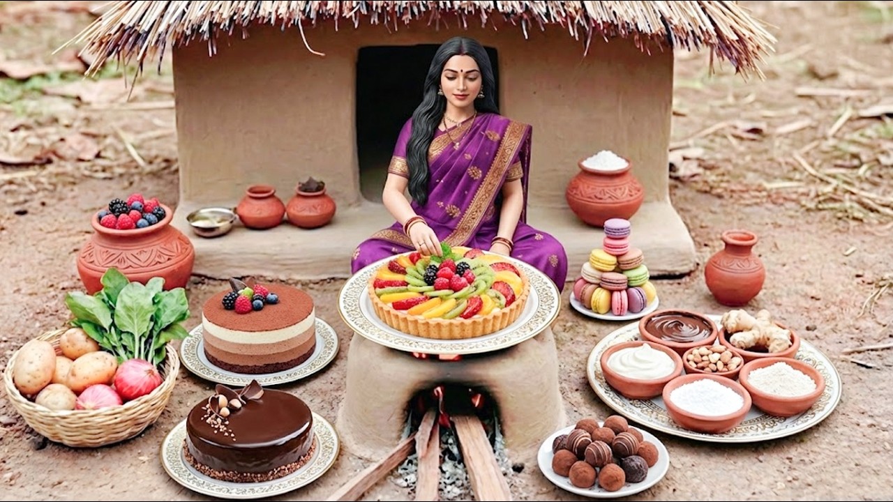 Miniature Doll Royal Luxury Dessert Feast ASMR | Indian Village Traditional Cooking