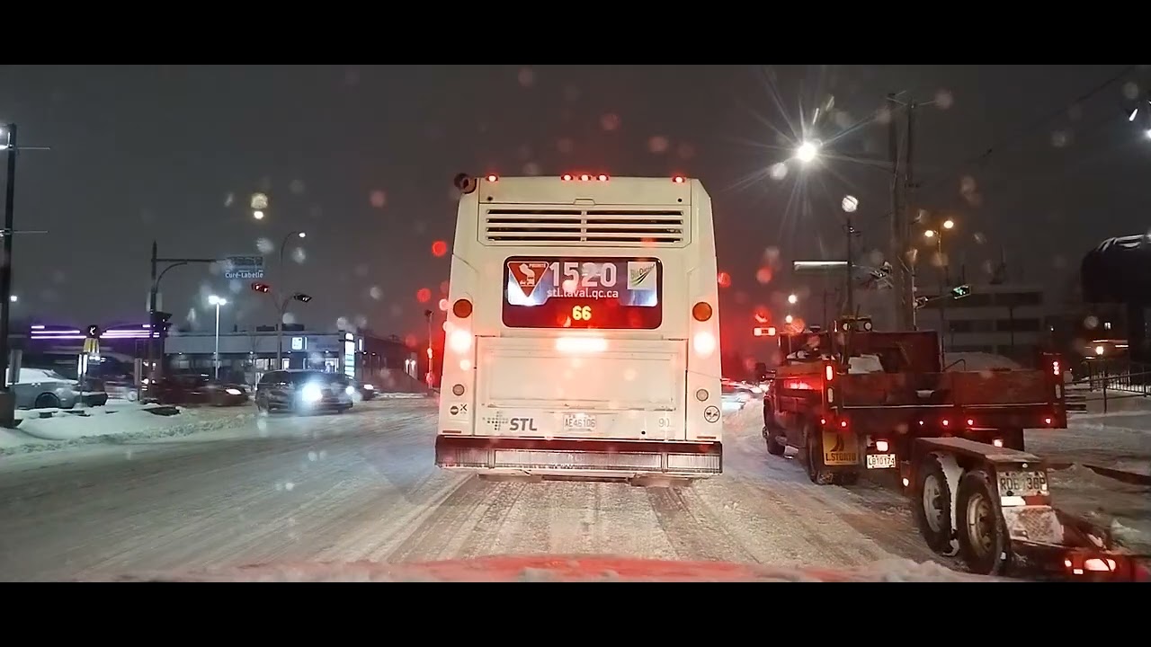 Driving on a snowy and slippery road.