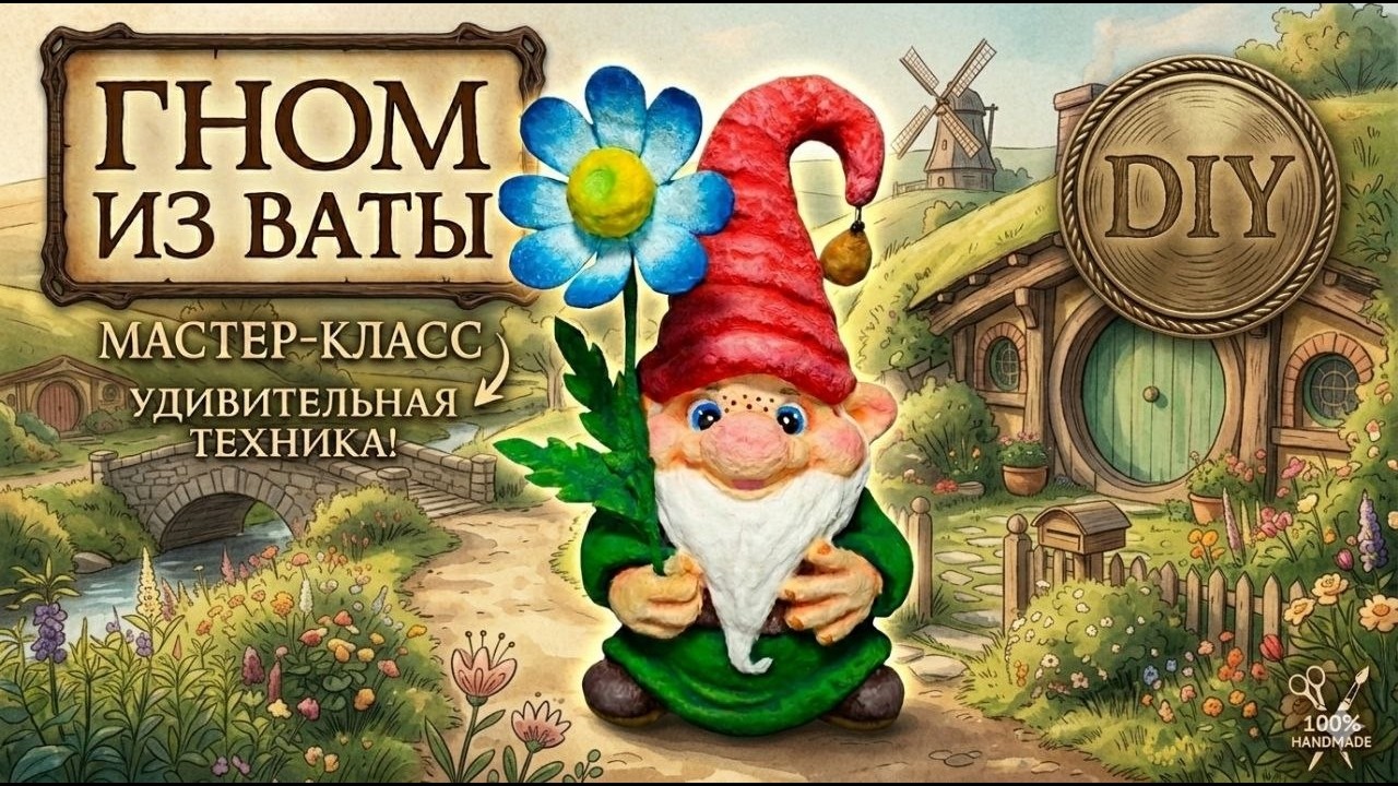 МК Гномик из ваты  / Ватная игрушка / DIY Cotton gnome